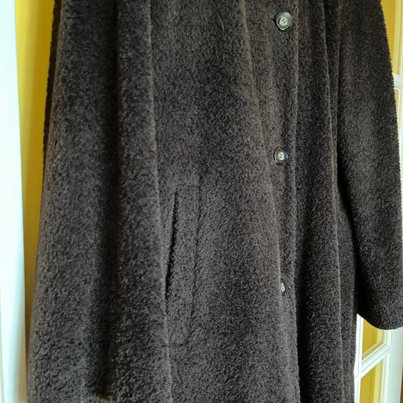 Women's Alpaca & Wool Coat, Size XL, Brown - Picture 2 of 9